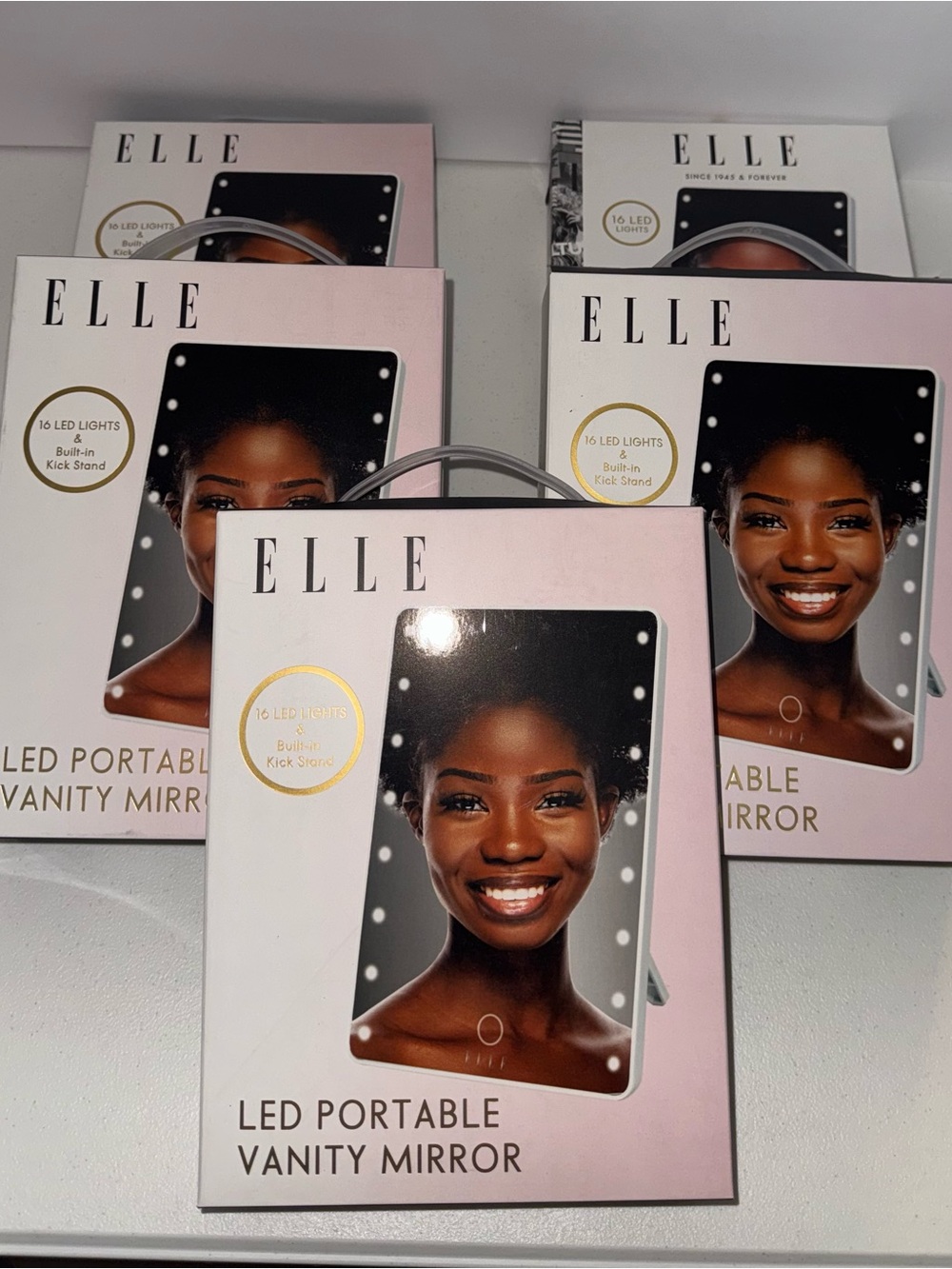 ELLE LED Portable Vanity Mirror - Pink & White
